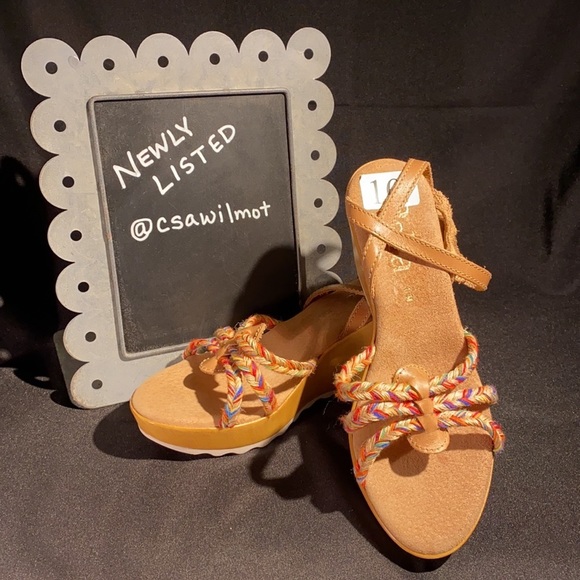 Reba Platform Wedge Sandals Size 10 - Picture 2 of 8